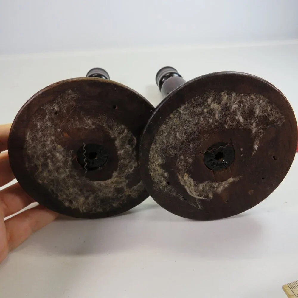 Dark Real Wood Candlesticks Vintage 9